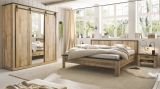 Schlafzimmer Set 3-teilig Stove in Used Wood hell und anthrazit mit Doppelbett Liegeflche 180 x 200 cm und 2 x Nachttisch