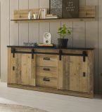 Wandboard Stove in Used Wood hell und anthrazit Wandregal 160 cm