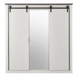 Kleiderschrank Stove in wei Pinie und anthrazit Landhaus Schiebetrentrenschrank 3-trig mit Spiegel 201 x 209