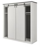 Kleiderschrank Stove in wei Pinie und anthrazit Landhaus Schiebetrentrenschrank 3-trig mit Spiegel 201 x 209