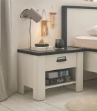 Nachttisch Stove in wei Pinie und anthrazit Landhaus Nachtkommode mit Schubkasten 60 x 46 cm