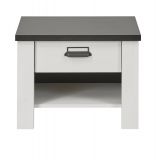 Nachttisch Stove in wei Pinie und anthrazit Landhaus Nachtkommode mit Schubkasten 60 x 46 cm