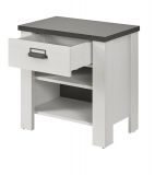 Nachttisch Stove in wei Pinie und anthrazit Landhaus Nachtkommode mit Schubkasten in Komforthhe 60 x 61