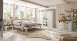 Schlafzimmer Set 5-teilig Stove in wei Pinie Landhaus mit Bett, Kleiderschrank, 2 x Nachttisch und Kommode