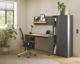 Aktenregal Center in grau matt und Wotan Eiche Standregal fr Homeoffice und Bro 20 x 158 cm
