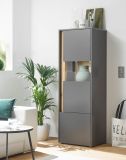 Aktenschrank Center in grau matt und Wotan Eiche Vitrine fr Homeoffice und Bro 50 x 158 cm