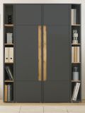 Aktenschrank Set Center in grau matt und Wotan Eiche 2 x Stauraumschrank und 2 x Regal fr Homeoffice 140 x 200 cm