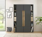 Aktenschrank Set Center in grau matt und Wotan Eiche 2 x Stauraumschrank und 2 x Regal fr Homeoffice 140 x 200 cm