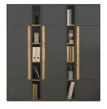 Aktenschrank Set Center in grau matt und Wotan Eiche 3 x Stauraumschrank und 2 x Regal fr Homeoffice 190 x 200 cm