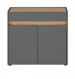 Bro Kommode Center in grau matt und Wotan Eiche Broschrank fr Homeoffice und Bro 80 x 70 cm