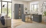 Brombel komplett Set Center in grau matt und Wotan Eiche mit Schreibtisch, Kommode und Aktenschrank fr Homeoffice