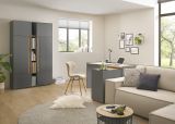 Brombel komplett Set Center in grau matt und Wotan Eiche mit Schreibtisch, Kommode und Aktenschrank fr Homeoffice