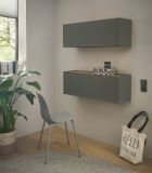 Brombel Set Center in grau matt und Wotan Eiche Broschrank und Sekretr hngend fr Homeoffice 100 cm