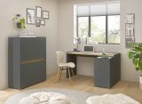 Brombel Set Center in grau matt und Wotan Eiche mit Schreibtisch und Aktenregal fr Homeoffice