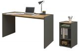 Brombel Set Center in grau matt und Wotan Eiche mit Schreibtisch und Aktenregal fr Homeoffice
