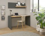 Brombel Set Center in grau matt und Wotan Eiche mit Schreibtisch und Regal fr Homeoffice