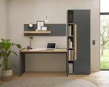 Brombel Set Center in grau matt und Wotan Eiche mit Schreibtisch und Regal fr Homeoffice