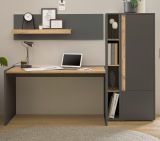 Brombel Set Center in grau matt und Wotan Eiche mit Schreibtisch, Aktenschrank und 2 x Regal fr Homeoffice