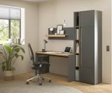 Brombel Set Center in grau matt und Wotan Eiche mit Schreibtisch, Aktenschrank und 2 x Regal fr Homeoffice