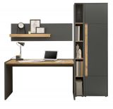 Brombel Set Center in grau matt und Wotan Eiche mit Schreibtisch, Aktenschrank und 2 x Regal fr Homeoffice