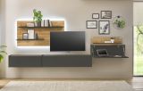 Wohnwand mit Sekretr Center in grau matt und Wotan Eiche Wohnkombination 4-teilig 350 x 180 cm