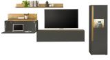 Wohnwand mit Sekretr Center in grau matt und Wotan Eiche Wohnkombination 4-teilig 320 x 170 cm