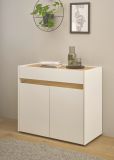 Bro Kommode Center in wei und Wotan Eiche Broschrank fr Homeoffice und Bro 80 x 70 cm