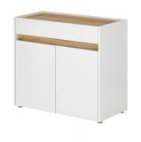 Bro Kommode Center in wei und Wotan Eiche Broschrank fr Homeoffice und Bro 80 x 70 cm