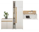 Brombel komplett Set Center in wei und Wotan Eiche mit Aktenschrank, Sekretr und Kommode fr Homeoffice