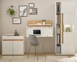 Brombel komplett Set Center in wei und Wotan Eiche mit Aktenschrank, Sekretr und Vitrine fr Homeoffice