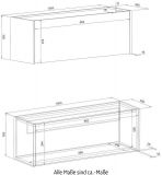 Brombel Set Center in wei und Wotan Eiche Broschrank und Sekretr hngend fr Homeoffice 100 cm