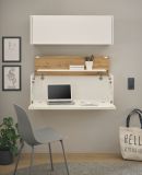 Brombel Set Center in wei und Wotan Eiche Broschrank und Sekretr hngend fr Homeoffice 100 cm