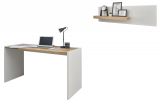 Brombel Set Center in wei und Wotan Eiche mit Schreibtisch und Regal fr Homeoffice