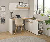 Brombel Set Center in wei und Wotan Eiche mit Schreibtisch, Kommode und 2 x Regal fr Homeoffice