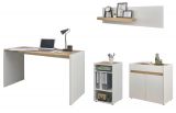 Brombel Set Center in wei und Wotan Eiche mit Schreibtisch, Kommode und 2 x Regal fr Homeoffice