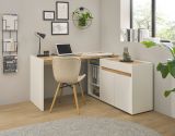 Brombel Set Center in wei und Wotan Eiche mit Schreibtisch, Kommode und Aktenregal fr Homeoffice