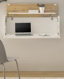 Sekretr Center in wei und Wotan Eiche Wandsekretr fr Homeoffice und Bro 100 cm