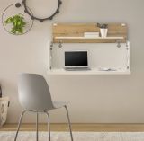 Sekretr Center in wei und Wotan Eiche Wandsekretr fr Homeoffice und Bro 100 cm