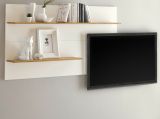 Wandregal Center in wei und Wotan Eiche Wandpaneel fr Homeoffice und Bro 155 x 80 cm