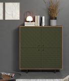 Highboard Sentra in gr�n matt mit 3-D Struktur und Eiche Artisan Wohn- und Esszimmer Kommode 124 x 136 cm
