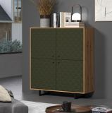 Highboard Sentra in gr�n matt mit 3-D Struktur und Eiche Artisan Wohn- und Esszimmer Kommode 124 x 136 cm