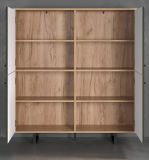 Highboard Sentra in gr�n matt mit 3-D Struktur und Eiche Artisan Wohn- und Esszimmer Kommode 124 x 136 cm