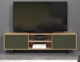 TV-Lowboard Sentra in gr�n matt mit 3-D Struktur und Eiche Artisan TV-Unterteil 184 cm