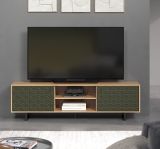 TV-Lowboard Sentra in gr�n matt mit 3-D Struktur und Eiche Artisan TV-Unterteil 184 cm