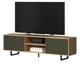 TV-Lowboard Sentra in gr�n matt mit 3-D Struktur und Eiche Artisan TV-Unterteil 184 cm