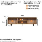 TV-Lowboard Sentra in gr�n matt mit 3-D Struktur und Eiche Artisan TV-Unterteil 184 cm