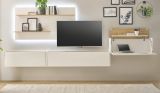 Wohnwand mit Sekretr Center in wei und Wotan Eiche Wohnkombination 4-teilig 350 x 180 cm