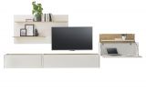 Wohnwand mit Sekretr Center in wei und Wotan Eiche Wohnkombination 4-teilig 350 x 180 cm