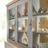 Buffet Rideau in grau und Artisan Eiche Landhaus groer Buffetschrank mit Flaschenregal 183 x 206 cm