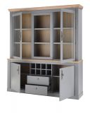 Buffet Rideau in grau und Artisan Eiche Landhaus groer Buffetschrank mit Flaschenregal 183 x 206 cm